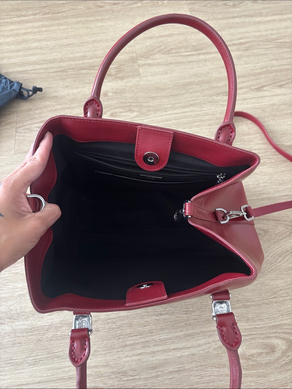 Cavalli Class by Roberto Cavalli Deep Red Structured Leather Satchel - Picture 9 of 13